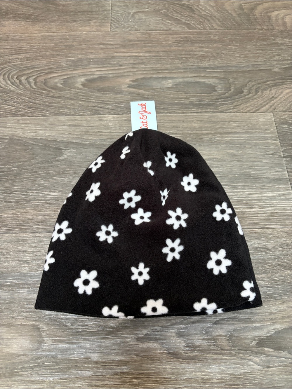 Black & White Daisy Fleece Beanie